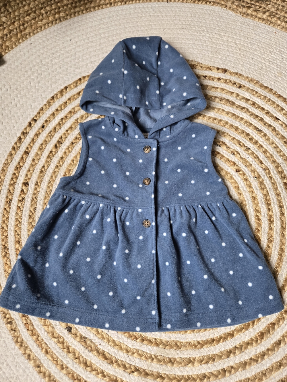 Carter's Navy Blue Polka Dot Hooded Polar Confortable Vest
